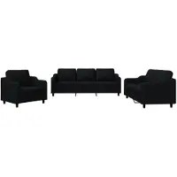 vidaXL Ensemble de canapés 3 pièces avec coussins Tissu noir