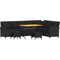 vidaXL Ensemble de salon de jardin 4 pièces avec coussins L-forme noir Poly rotin