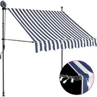 vidaXL Store rétractable manuel avec LED 100 cm bleu et blanc