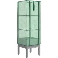 vidaXL Lit surélevé avec serre aspect rotin 40x40x140 cm