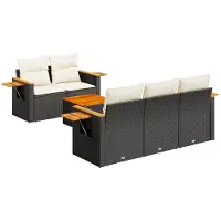 vidaXL Ensemble de salon de jardin 6 pièces avec coussins noir poly rotin