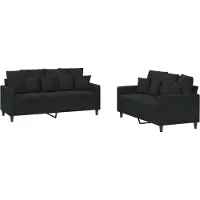 vidaXL Ensemble de canapés 2 pièces avec coussins Noir velours