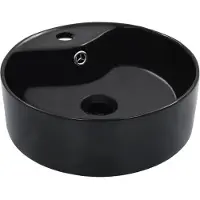 vidaXL Lavabo avec trop-plein 36 x 13 cm Céramique noire