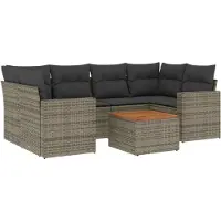 vidaXL Ensemble de salon de jardin 7 pièces avec coussins Gris Poly rotin
