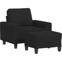 vidaXL Fauteuil avec pouf Noir 60 cm Tissu