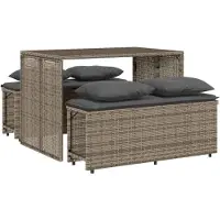 vidaXL Ensemble de jardin 3 pièces avec coussins Gris Poly rotin