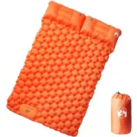 vidaXL Matelas de camping autogonflant et oreillers 2 personnes orange