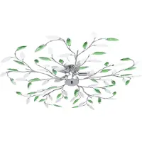 vidaXL Plafonnier avec feuilles en verre acrylique pour 5 ampoules E14 Vert