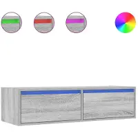 vidaXL Armoire TV avec lampes LED Gris Sonoma 100x35,5x25 cm