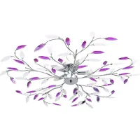 vidaXL Plafonnier avec feuilles en verre acrylique pour 5 ampoules E14 Lila
