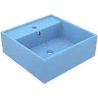 vidaXL Vasque de luxe à débordement Carré mat Bleu clair 41x41 cm