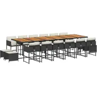 vidaXL Ensemble de jardin 17 pièces avec coussins Noir Poly Rattan