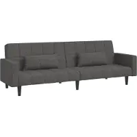 vidaXL Canapé-lit à 2 places avec deux oreillers Gris foncé Tissu