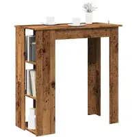 vidaXL Table de bar avec étagère imitation vieux bois 102x50x103,5 cm Matériau dérivé du bois