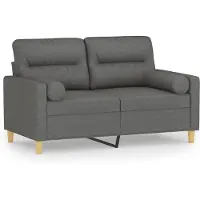 vidaXL Canapé 2 places avec oreillers gris foncé 120 cm tissu