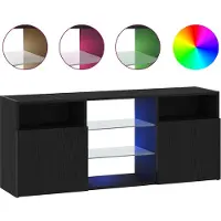 vidaXL Armoire TV avec lampes LED Noir aspect chêne 120x30x50 cm
