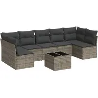 vidaXL Ensemble de jardin canapé 8 pièces avec coussins Gris Poly rotin