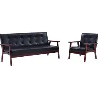 vidaXL Canapé "Perach" en polyester noir. Dimensions (L/H/P) 158x73x67 cm