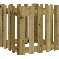 vidaXL Jardinière avec design de clôture 50x50x50 cm pin imprégné