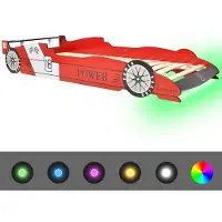 vidaXL Lit d'enfant avec LED au design de voiture de course 90 x 200 cm rouge