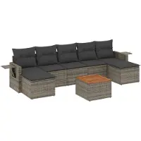vidaXL Ensemble de jardin canapé 8 pièces avec coussins Gris Poly rotin