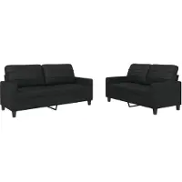 vidaXL Ensemble de canapés 2 pièces avec coussins Noir Similicuir