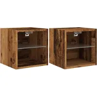vidaXL Armoires TV murales avec lampes LED 2 pcs. Aspect vieux bois