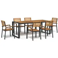 vidaXL Ensemble de jardin 7 pièces en bois massif d'acacia et métal
