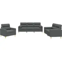 vidaXL Ensemble de canapés 3 pièces avec coussins Tissu gris foncé