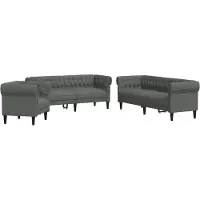vidaXL Ensemble de canapés 3 pièces gris foncé Tissu