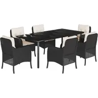 vidaXL Ensemble de jardin 7 pièces avec coussins Noir Poly Rattan