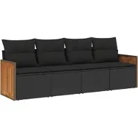 vidaXL Ensemble de salon de jardin 4 pièces avec coussins noir poly rotin