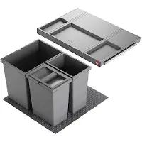 Hailo Système Allegro 3 bacs à déchets, poubelle de cuisine encastrable, tiroir de 60 cm