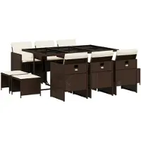 vidaXL Ensemble de jardin 11 pièces avec coussins Marron Poly rotin