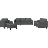 vidaXL Ensemble de canapés 4 pièces avec coussins Tissu gris foncé