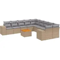 vidaXL Ensemble de salon de jardin 11 pièces avec coussins Beige Poly Rattan