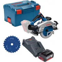 Bosch Scie circulaire sans fil GKS 18V-57-2 GX Professional 18 V 165 mm sans balais + 1 batterie 4,0 Ah + chargeur + L-Boxx
