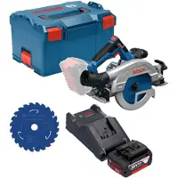 Bosch Scie circulaire sans fil GKS 18V-57-2 GX Professional 18 V 165 mm sans balais + 1 batterie 5,0 Ah + chargeur + L-Boxx