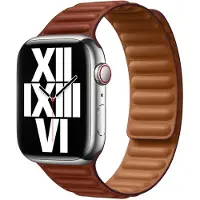 Apple Bracelet Leather Link pour Watch | 44/45/46/49 mm - Taille S/M - Umber