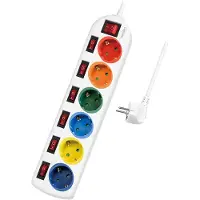 Logilink Multicolor - Rallonge - CA 250 V - 3680 Watt - Prises de sortie : 6 (6 x puissance CEE 7/3) - 1.5 m - Allemagne