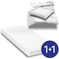 Sleezzze Matelas en mousse à froid K16 90 x 200 cm, hauteur 16 cm, fermeté H2/H3 + parure de lit en microfibre CloudComfort Basic 135 x 200 cm + 80 x 80 cm
