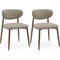 COLAMY - Ensemble de 2 chaises de salle à manger, rembourrées, avec pieds en métal, patins antidérapants et dossier incurvé, couleur marron