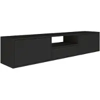 Selsey Framme - Tableau TV suspendu avec trois abattants et une étagère, noir, 150 cm