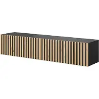 Selsey TV-Lowboard Telire Noir avec chêne Wotan - Façades à lamelles ,140 cm de large
