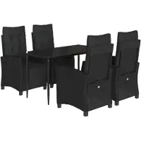 Syfax Ensemble à manger de jardin coussins 5pcs Noir Résine tressée