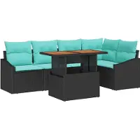 vidaXL Ensemble de canapés de jardin , 6 pièces, 5 places, noir et turquoise