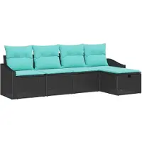 vidaXL Ensemble canapé avec coussins avec mémoire noir poly rotin