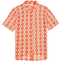 Garcia Chemisier beige / rouge orangé / blanc