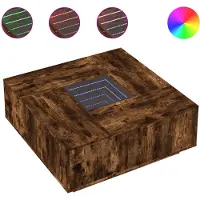 Syfax Table basse avec LED infini chêne fumé 100x100x40 cm