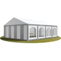 TOOLPORT Tente Barnum de Réception 5x8 m difficilement inflammable Bâches PVC 750 N gris-blanc Cadre de Sol Jardin